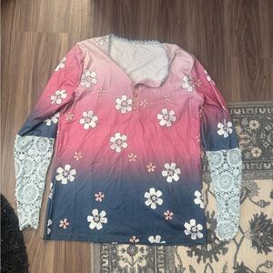Floral Ombre Long Sleeve Top